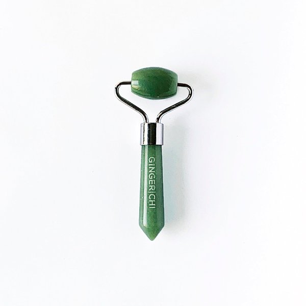 Ginger Chi Natural Anti-Aging Jade Therapy Treatment Face Roller Wrinkle Remover Neck Slimming Reduce Puffiness Healing Fine Lines Facial Massager (Mini Roller)
