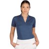 Three Sixty Six Women’s Short Sleeve Collarless Golf Polo Shirt - Dry Fit, Breathable, Compression Golf Tops Cadet Blue
