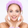 YISSION Purple Spa Headband & Wristband Set Skincare Headband & Wrist Bands for Washing Face Makeup Silk Hair Scrunchies Flower Hair Claw Clips Sponge Facial headband & wrist towels for Women Girls