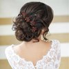 inSowni 7 Pieces Vintage Party Prom Wedding Bridal Red Bead Crystal Rhinestone Hair Side Combs+U-shaped Hair Pins Bridal Headpieces for Brides Bridesmaids Women Girls