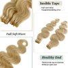16" Tape in Hair Extensions Remy Hair Platinum Blonde 20pcs/30grams Seamless SKin Weft Tape ins Blond Human Hair Extensions for Women, 613