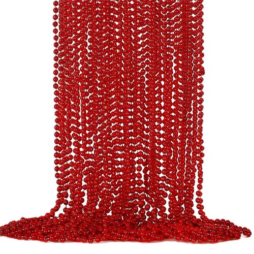 EOBOH 24PCS Bead Necklace, Red Bead Necklace Stuff Party Favors, 33&quot; Christmas Necklaces Festival...