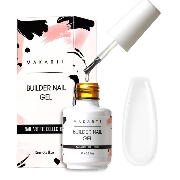 Makartt Clear Builder Nail Gel, 7 in 1 Gel Nail Polish Rubber Base Gel Coat Hard UV Gel Nail Strengthener Extension Thickening Rhinestone Soak Off Builder for Broken Nails Repair, 1 Bottle 15ml