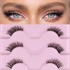 Half Lashes Fluffy 3/4 False Eyelashes Natural Look Wispy Clear Band False Cat Eye Lashes that Look Like Extensions Soft Handmade Reusable Half Eyelashes(5 Pairs Pack)
