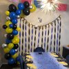 Balloons Blue Yellow and Black 60 Pcs, 12 Inch Dark Blue Yellow and Black Latex Balloons with Metallic Silver Balloons for Boys Police Robots Bat Hero Birthday Graduation Halloween Party Decorations