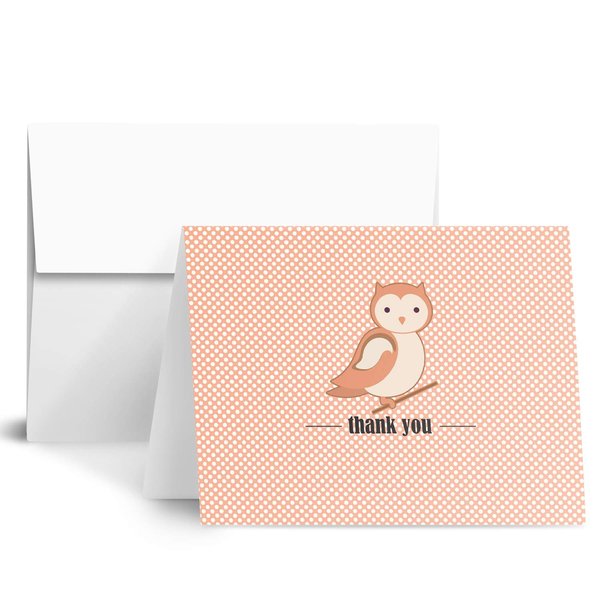 Owl Lovely Animal Thank You Note Greeting Cards with Envelopes | Printed on Thick and Sturdy 80lb (216gsm) Cardstock | Blank Interior | A2 Size – 4.25 x 5.5” | 25 per Pack