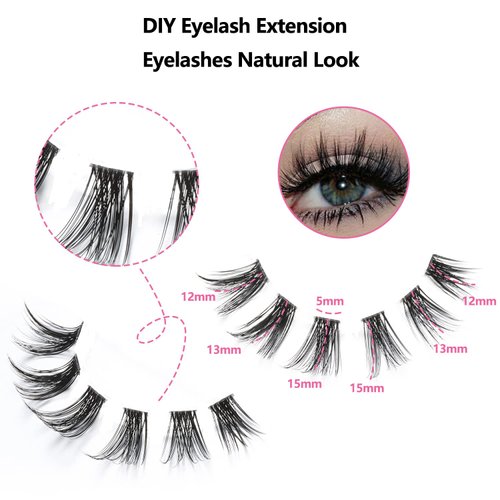 DSLONG Cluster Lashes, DIY Lash Extensions Individual Lash, Manga Lashes Natural Look Clear Band Anime Lashes, 60 Clusters Volume Lashes Set Individual Eyelash Extensions