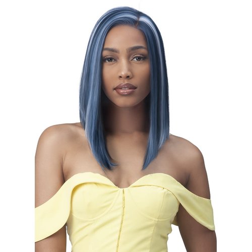BOBBI BOSS 13X4 Lace Bob Synthetic Wig - MLF232 Morgan, Short Straight Wigs with Baby Hairs, Free Part Wig with High Heat Resistant Wigs (1, Jet Black)