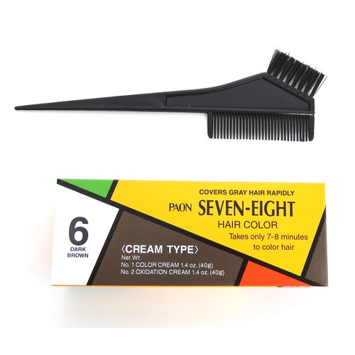 PAON SEVEN-EIGHT CREAM TYPE HAIR COLOR DARK BROWN #6 with Free Tint Brush