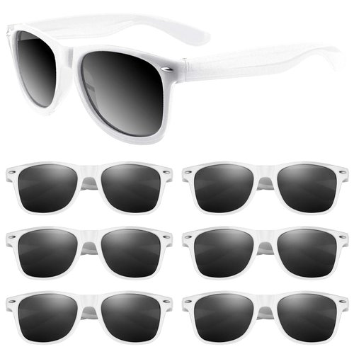 ASTARON Neon Sunglasses Bulk,12 Pack Sunglasses Party Favors for Summer Beach Wedding Party, Birthday Party Supplies Goody Bag Favors(White)