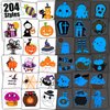 Partywind 204 Styles Luminous Blue Halloween Tattoos for Kids Treats, Glow Halloween Party Decoration Supplies, Trick or Treat Party Accessories for Kids Halloween Party Favors Games