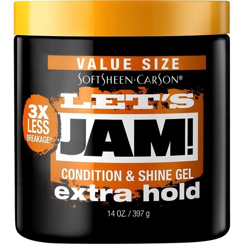 SoftSheen-Carson Let's Jam! Shining and Conditioning Hair Gel by Dark and Lovely, Extra Hold, All Hair Types, Styling Gel Great for Braiding, Twisting & Smooth Edges, Extra Hold, 14 oz