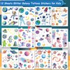 CHARLENT Glitter Galaxy Temporary Tattoos for Kids - 12 Sheets Glitter Outer Space Tattoos for Boys Girls Birthday Party Favors Goodie Bag Fillers