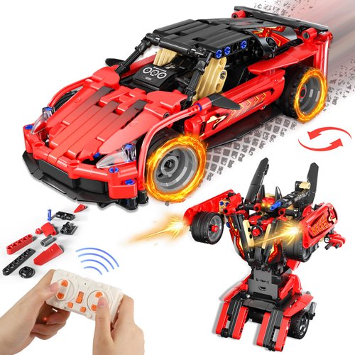 HSANHE Remote Control Racing Car Building Kit, Compatible with Lego STEM Toys for Kids 2 in 1 Model Car Kit 425 PCS, Gifts Toys for Age 6-12 Years Old Kids Boys
