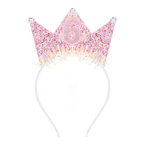 Casoty Pink 6th Birthday Crown, 6th Birthday Decorations, 6th Birthday Headband, 6th Birthday Party Decorations, Pink Birthday Supplies for Girl