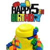 WINPOGEE Building Blocks Happy 5th Birthday Cake Topper Colorful Glitter 5 Five Years Old Building Brick Theme Birthday Party Supplies for Boys Girls Kids