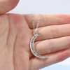 Yheakne Boho Rhinestone Moon Necklace Choker Silver CZ Crescent Pendant Necklace Chain Minimalist Necklace Festival Jewelry for Women (Silver)