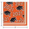 Creative Converting Orange 2021 Grad Beverage Napkins, 5"