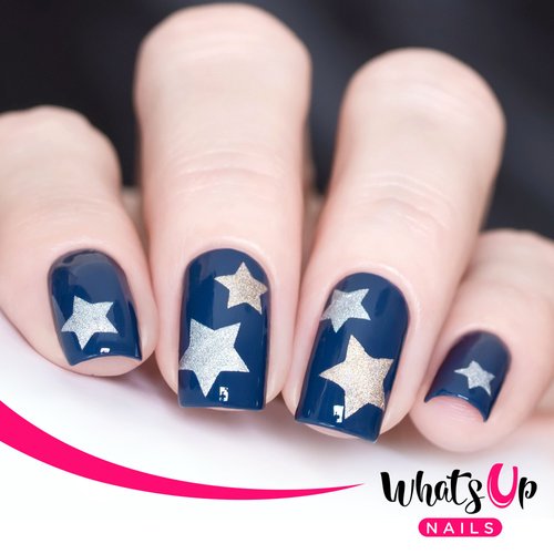 Whats Up Nails - Northern Star Vinyl Stencils for Christmas Nail Art Design (1 Sheet, 20 Stencils)