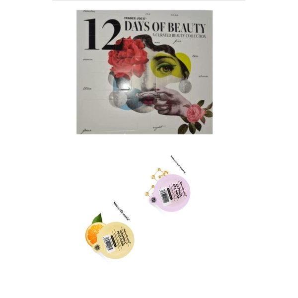 2022 Trader Joe's 12 days Of Beauty Advent Calendar plus 2 Vibrant Glamour Single Face Masks included