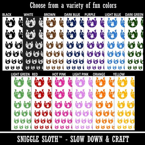 Horseshoe Horse and Girl Temporary Tattoo Water Resistant Fake Body Art Set Collection - White (One Sheet)