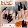 LoveOurHome 100pc Stiletto Press on Nails Long Matte Artificial False Nails Full Cover Acrylic Nail Tips Halloween Manicure Design Decor for Women Girls Salon Home DIY (Black)
