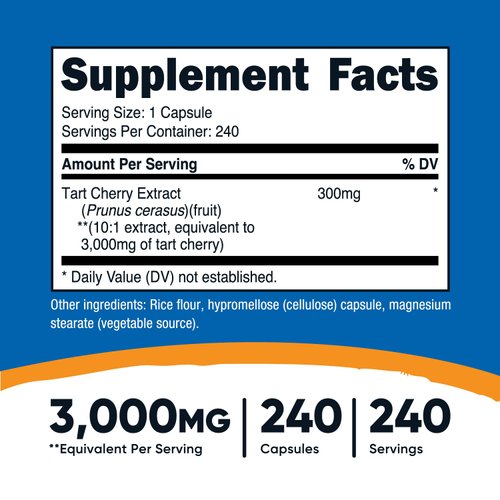 Nutricost Tart Cherry Extract 3000mg, 240 Vegetarian Capsules - Gluten Free, Non-GMO