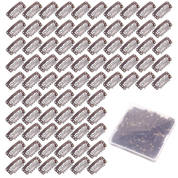 80pcs Hair Clips for Extensions, U-Shape Wig Clips to Secure Wig No Sew, Hair Extension Snap Clips for Girl Women(Brown)
