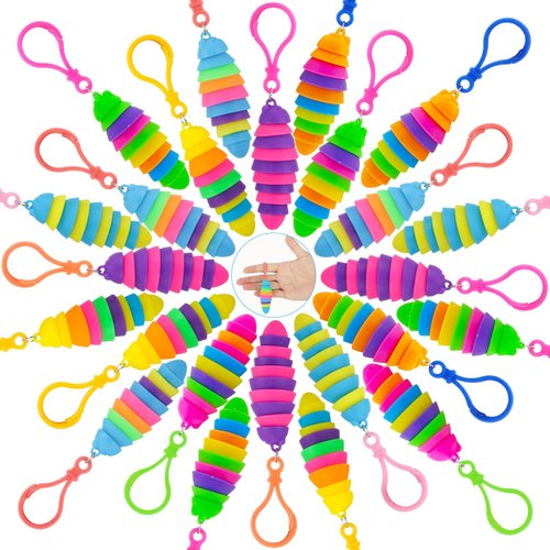 bairimeng 24 PCS Sensory Slug Toys, Articulated Stretch caterpillar toy, Anxiety Relief fidget Slug toy, Novelty Party Favors for Kids.