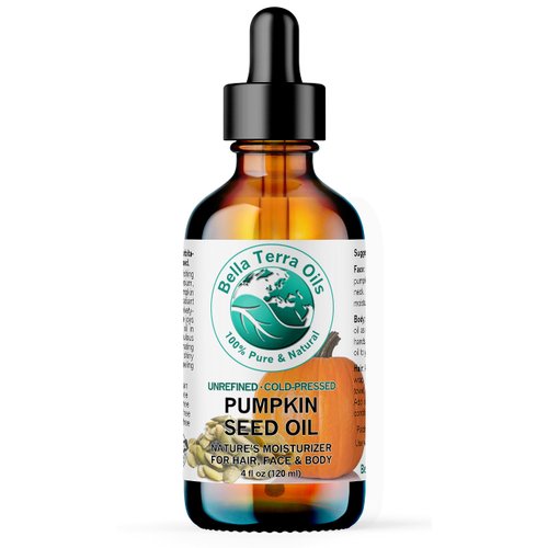 Bella Terra Oils - Organic Pumpkin Seed Oil 4 oz - Harvested Essence, Enriched with Phytosterols, Magnesium & Antioxidants, A Signature Elixir for Radiant Skin