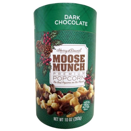 Harry & David Moose Munch Dark Chocolate Premium Popcorn 10oz Holiday Canister