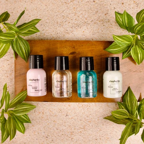 clayherbs Pack Of (92) Each-23pcs 20ML Hotel Toiletries Kit, Guest Amenities, Shower Gel, Shampoo, Hair Conditioner, Moisturiser Mini Travel Size Kit, Bulk Toiletry, Guest House