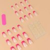 ANDGING French Tip Press on Nails Long Square Pink Fake Nails with Design Glue on Nails for Women Girls Acrylic False Nails Full Cover Stick on Nails Manicure Press on Nail for Wedding 24Pcs AB21