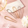 4pcs French Style U Shaped Hair Pins, Metal Hair Sticks for Thick Long Hair French Twist Hair Pin Clip Updo Chignon Pins for Women Girls Hair Styling Accessories (2 Gold & 2 Silver)