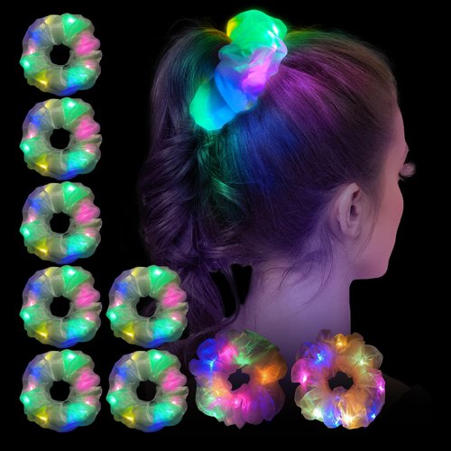 MUYANN Light Up Green Scrunchies - LED Scrunchie for Women &amp; Girls - Neon, Glow in the Dark Hair ...