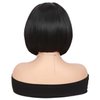 Quantum Love Short Straight Braided Wigs for Black Women Braids Cornrows Lace Straight Bob Wigs Handmade Lace Frontal Synthetic Glueless Wig (Black 10 Inch)