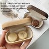 Caruncoo CARUNCOO Wood Grain Contact Lens Case Compact Eye Contact Case for Travelling Portable Contact Box with Mirror Rectangle，Cute Colorful Especially Fresh Brown 4 Piece Set