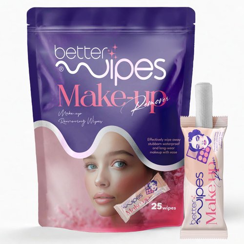 Better Wipes Makeup Remover Wipes - Extra Thick, Alcohol-Free Makeup Wipes for Face | Removes Waterproof Makeup, Dirt, Oil | Hypoallergenic, Individually Wrap Face Clean Wipes | Travel Size | 25 Wipes