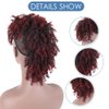 Aisaide High Puff Afro Ponytail Drawstring,Short Red Curly Ponytail Extension,Mohawk Kinky Synthetic Hair Bun with Bangs,Wrap Updo Clip in Hair Extensions with Six Clips and Two Comb(1B/BUG)