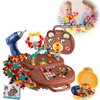 Gocikiko Magic Montessori Play Toolbox,Magic Montessori Play Toolbox Bear with Drill,2024 New 204 Pcs Creative Mosaic Puzzle Toy with Electric Drill Screw Tool Set,3D Creativity Kit Toy for Kids