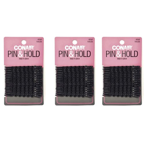 Scunci 55367 Black Styling Essentials Bobby Pins 18 Count, pack of 3