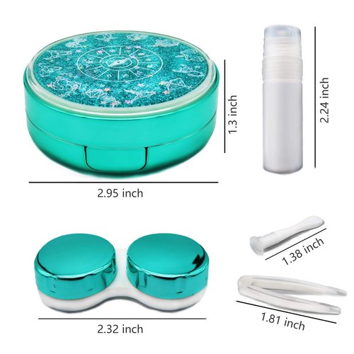 Vastsoon Contact Lens Case, Cute Travel Size Eye Colored Contacts Lenses Applicator Remover Tool Kit with Mirror Solution Bottle for Daily Outdoor (Green)