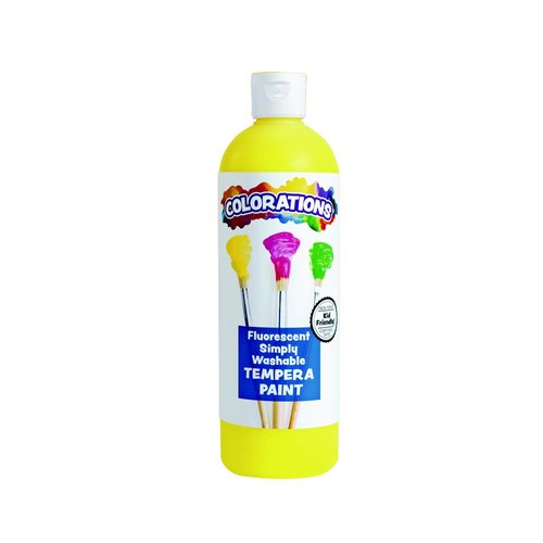 Colorations Washable Tempera Paint, 16 fl oz, Fluorescent Yellow, Neon, Non Toxic, Vibrant, Bold, Bright, Kids Paint, Craft, Hobby, Fun, Art Supplies (Item # FSWTYE)