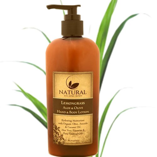 Moisturizing Lemongrass Body Lotion w/Olive Oil, Coconut Oil, Avocado Oil & Lemongrass Essential Oil | Natural Body Lotion for Dry, Itchy and Crepey Skin, Eczema & More! | 8oz