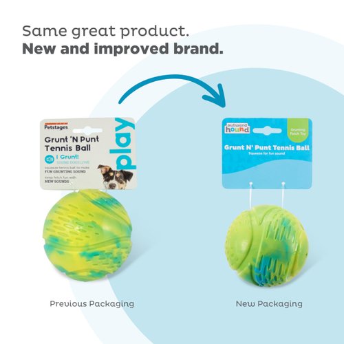 Petstages Grunt N' Punt Tennis Ball - Fetch Ball Dog Toy, Multi