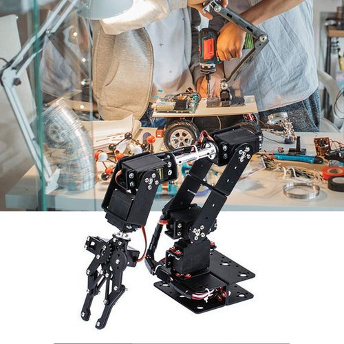 Mechanical Arm, 6DOF Robot Arm, Full Metal Programmable Robot Mechanical Arm Clamp Claw Kit, Desktop Manipulator Robot with Feedback of Servo Parameter, Industrial Robot Parts
