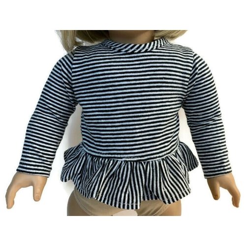 Black and White Striped Long Sleeved Top for 18 inch Doll Clothes