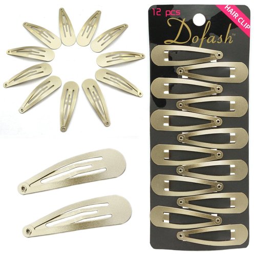 Dofash Snap Hair Clips Metal Grips 5CM/2 IN Barrettes for Thin Hair Basic Hair Accessories Hair Barrettes 12PCS (Blonde)…