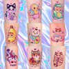 Konsait 50 Sheets Anime Tattoos, Cartoon Mixed Style Cat Tattoos, Individually Wrapped, Watercolor Cat Temporary Tattoos Cat Party Favors Cat Birthday Party Supplies