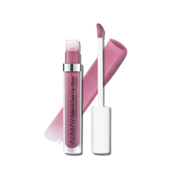 Almay Color & Care Hydrating Lip Gloss, Lip Makeup Stocking Stuffers for Women, Soft Natural Colors, Hyaluronic Acid, 600 Lunar Blush, 0.1 fl oz